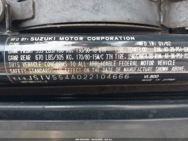 2002 SUZUKI VL800 JS1VS54A022104666 Photo 9