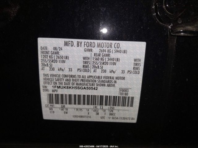 1FMUK8KH5SGA50542 Ford Explorer St-line