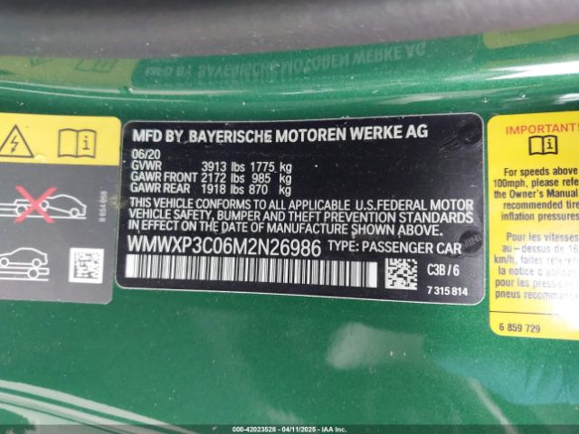 WMWXP3C06M2N26986 Mini Se Hardtop Cooper