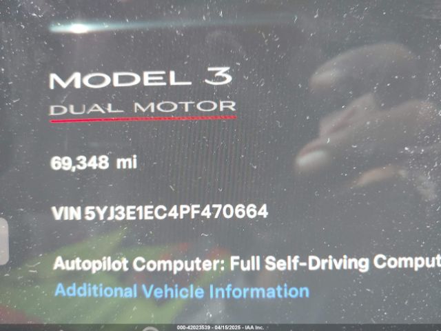 5YJ3E1EC4PF470664 Tesla Model 3 Performance Dual Motor All-wheel Drive