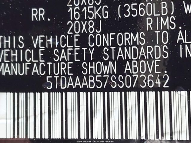 5TDAAAB57SS073642 Toyota Grand Highlander Limited