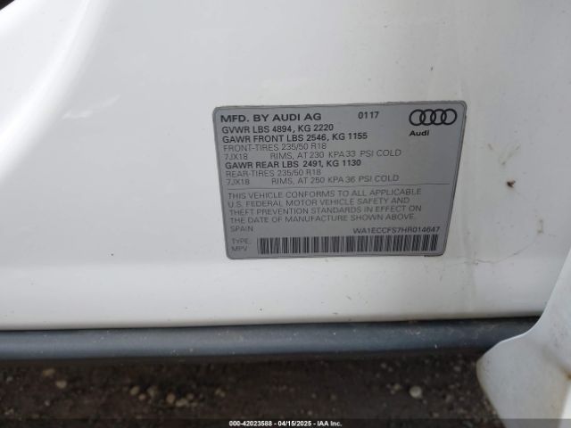 WA1ECCFS7HR014647 Audi Q3 2.0t Premium