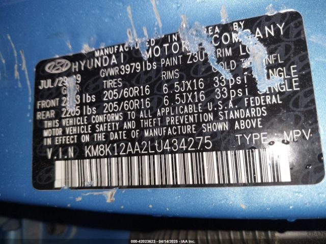 KM8K12AA2LU434275 Hyundai Kona Se