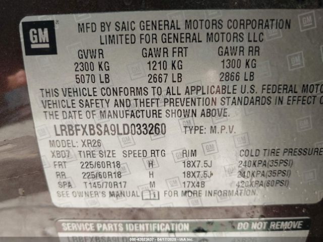 LRBFXBSA9LD033260 Buick Envision Fwd Preferred