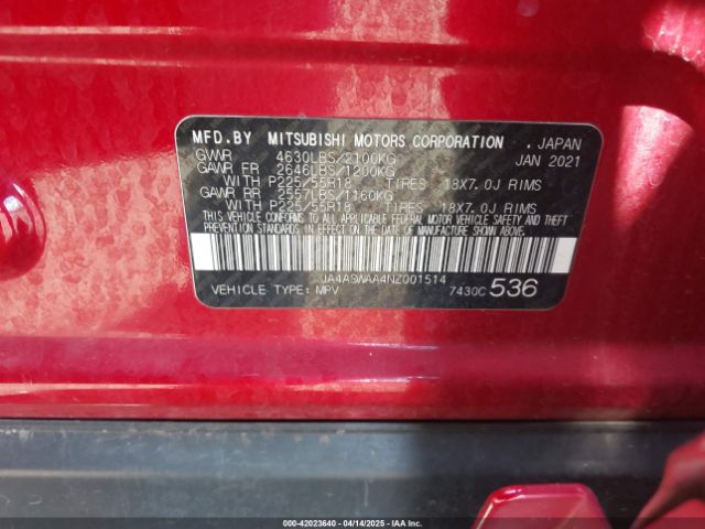 2022 MITSUBISHI ECLIPSE CROSS JA4ASWAA4NZ001514 Photo 8