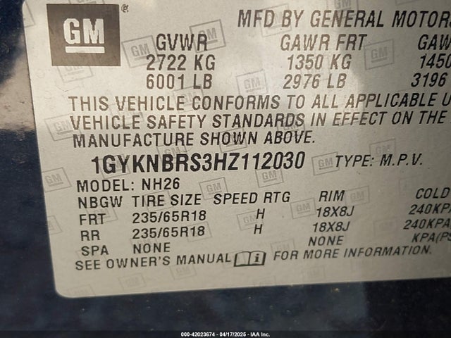 2017 CADILLAC XT5 1GYKNBRS3HZ112030 Photo 8