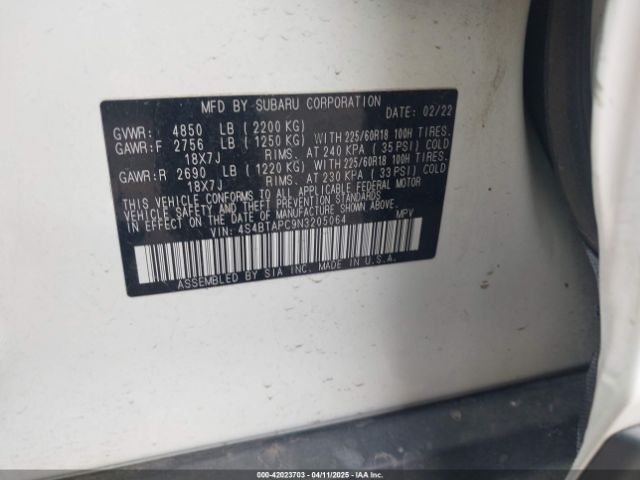4S4BTAPC9N3205064 Subaru Outback Touring
