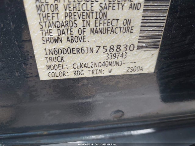 1N6DD0ER6JN758830 Nissan Frontier Desert Runner