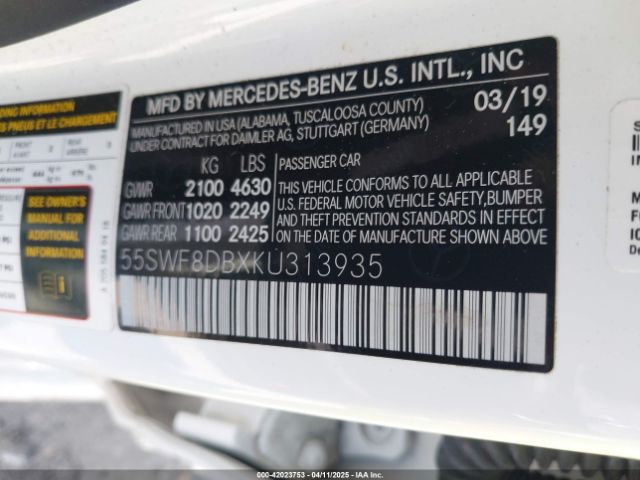55SWF8DBXKU313935 Mercedes-Benz C 300
