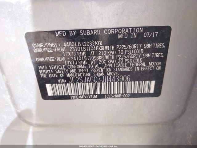 2018 SUBARU FORESTER JF2SJAGC3JH443906 Photo 8