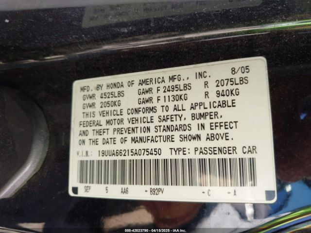 2005 ACURA TL 19UUA66215A075450 Photo 8
