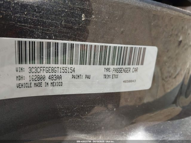 3C3CFFGE8GT155154 Fiat 500E BATTERY ELECTRIC