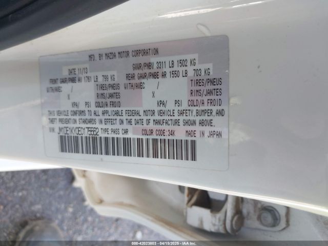 JM1DE1KY0E0175562 Mazda Mazda2 Sport