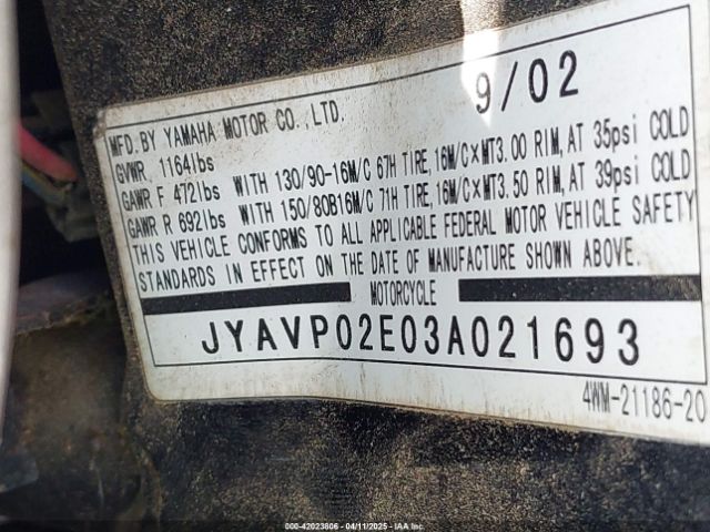 2003 YAMAHA XV1600 JYAVP02E03A021693 Photo 9