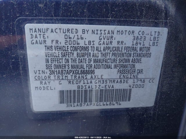 3N1AB7APXGL668696 Nissan SENTRA SV