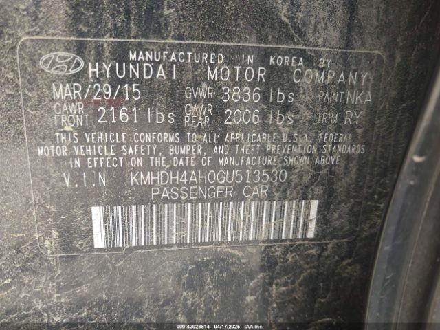 KMHDH4AH0GU513530 Hyundai Elantra Sport