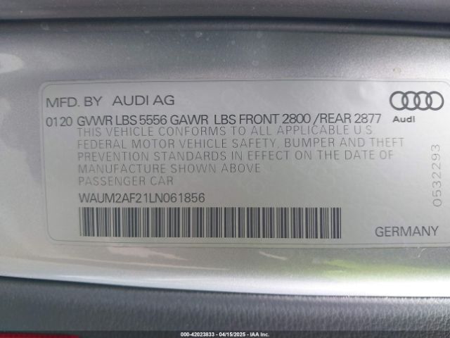 WAUM2AF21LN061856 Audi A6 Prestige 55 Tfsi Quattro S Tronic