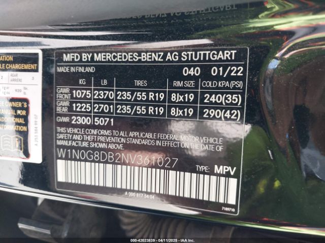2022 MERCEDES-BENZ GLC 300 W1N0G8DB2NV361027 Photo 8