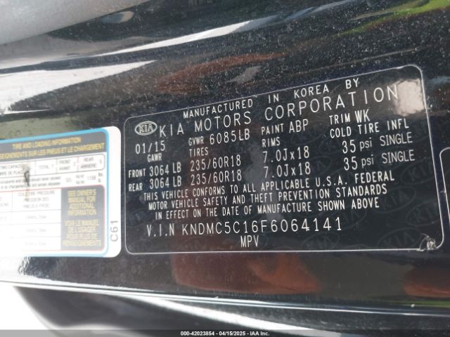 KNDMC5C16F6064141 KIA Sedona Sx