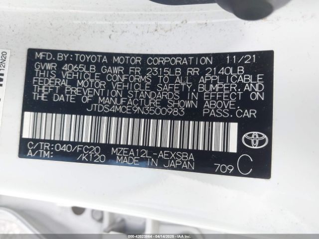 JTDS4MCE9N3500983 Toyota COROLLA SE
