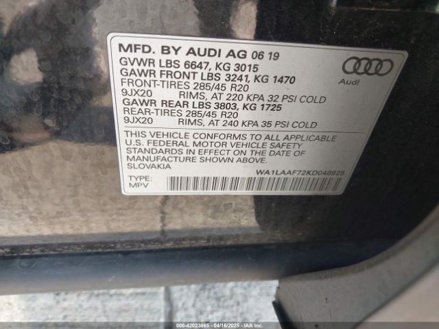 2019 AUDI Q7 WA1LAAF72KD046925 Photo 8