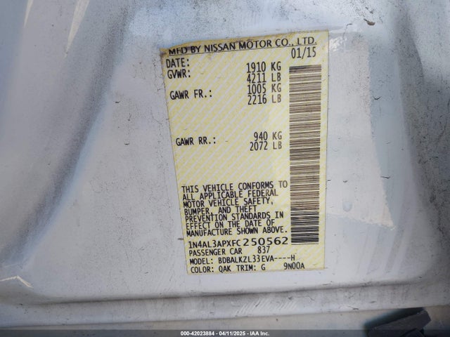 1N4AL3APXFC250562 Nissan 2015