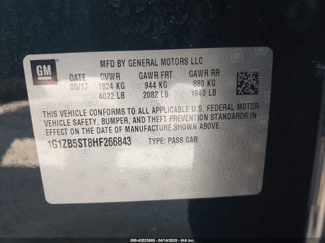 1G1ZB5ST8HF266843 Chevrolet MALIBU LS