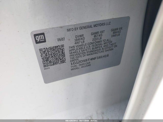 1G1ZD5ST4NF161416 Chevrolet Malibu Fwd Lt