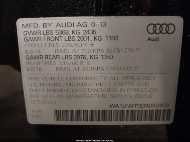 2013 AUDI Q5 WA1LFAFP3DA052402 Photo 8