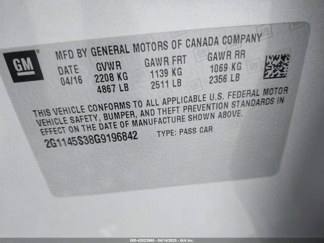 2G1145S38G9196842 Chevrolet IMPALA 2LZ
