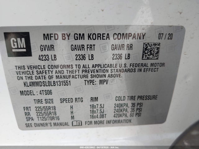 KL4MMDSL0LB131551 Buick Encore Gx Fwd Select