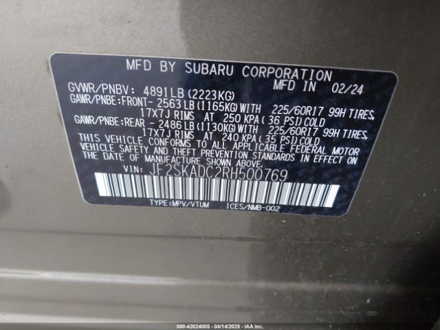 JF2SKADC2RH500769 Subaru Forester Premium