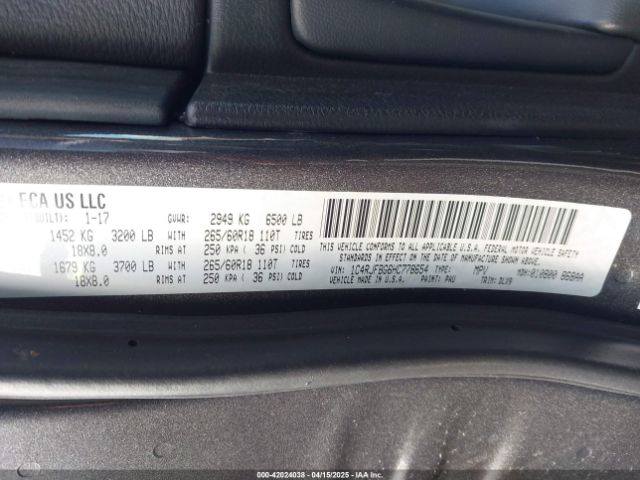 1C4RJFBG6HC778654 Jeep Grand Cherokee Limited 4x4