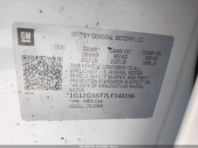 1G1ZG5ST7LF143156 Chevrolet Malibu Fwd Rs