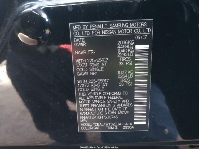 KNMAT2MT6HP600746 Nissan 2017