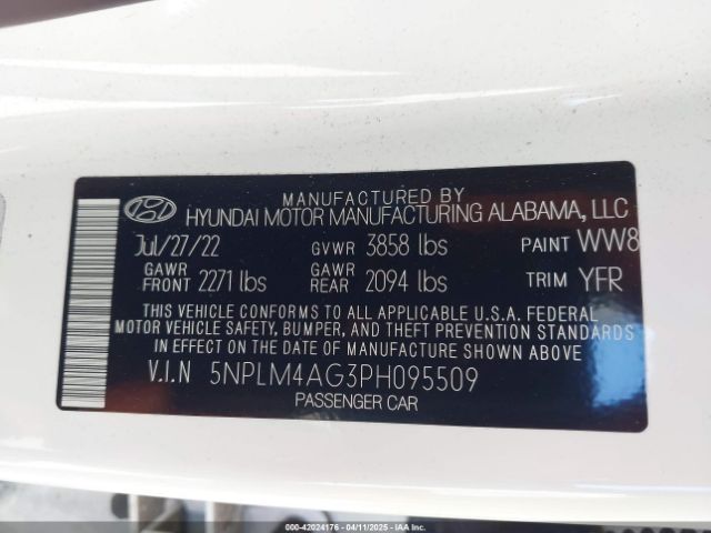 5NPLM4AG3PH095509 Hyundai ELANTRA SEL