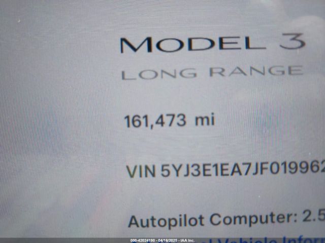 5YJ3E1EA7JF019962 Tesla Model 3 Long Range/mid Range