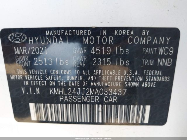 KMHL24JJ2MA033437 Hyundai Sonata Blue