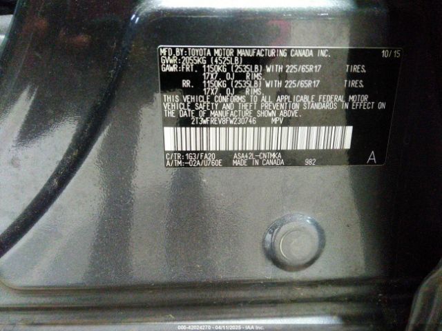 2T3WFREV8FW230746 Toyota Rav4 Xle