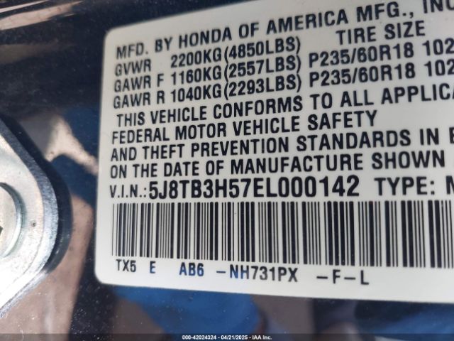 5J8TB3H57EL000142 Acura RDX