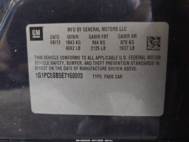 1G1PC5SB5E7160903 Chevrolet Cruze 1lt Auto