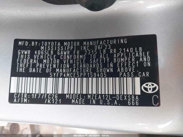 Toyota COROLLA SE 2023 5YFP4MCE5PP159405 Image 9