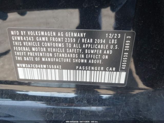 WVW3A7CD4RW155842 Volkswagen Golf Gti 2.0t Se