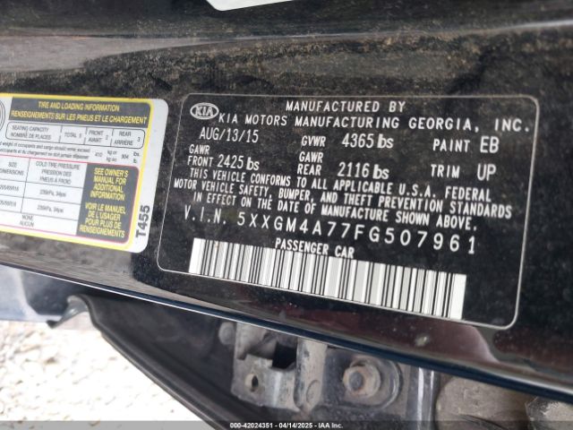 5XXGM4A77FG507961 KIA Optima Lx