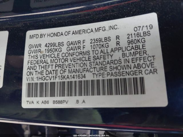 1HGCV1F15KA141634 Honda ACCORD LX