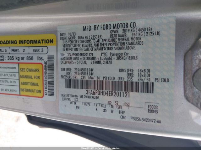 3FA6P0HD4ER201121 Ford FUSION SE
