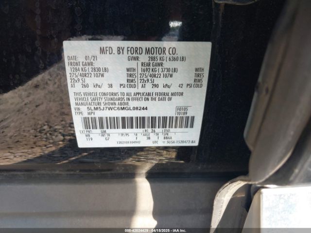 5LM5J7WC6MGL08244 Lincoln Aviator Reserve
