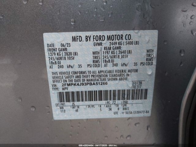 2FMPK4J93PBA51266 Ford EDGE SEL
