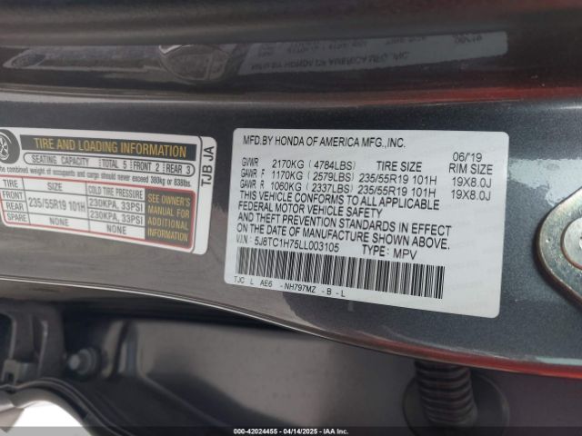 5J8TC1H75LL003105 Acura Rdx Advance Package