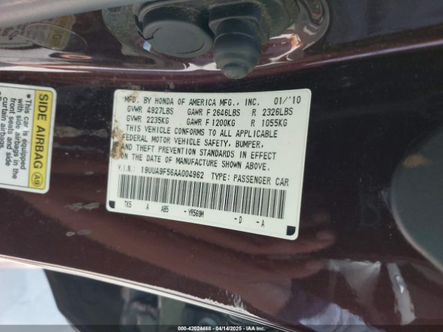 2010 ACURA TL 19UUA9F56AA004962 Photo 8